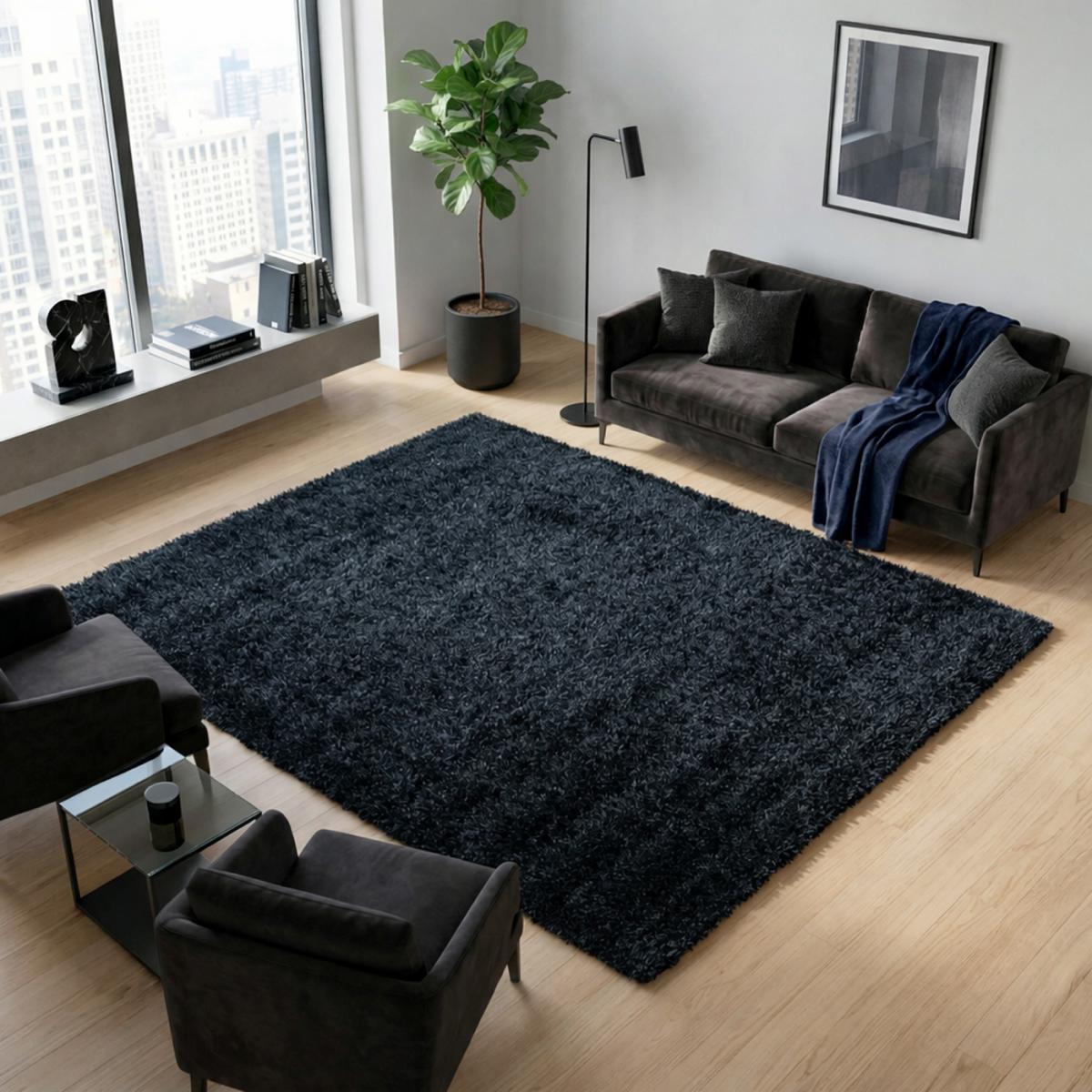 Tapis longs poils shaggy tissé motif uni UNI A — vue 3