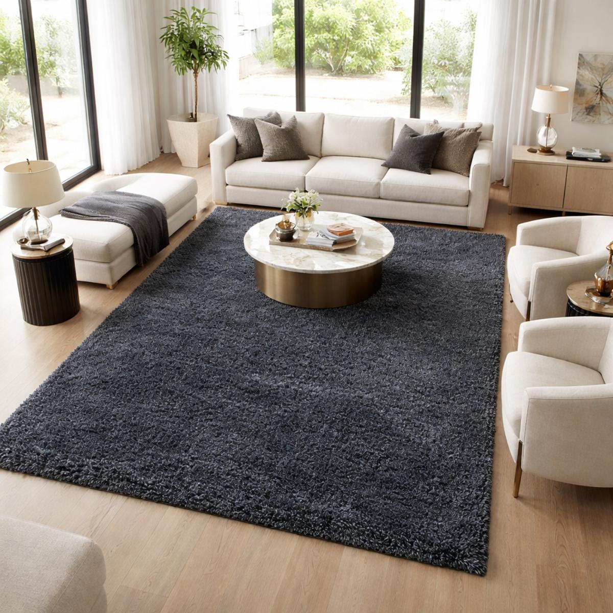 Tapis longs poils shaggy tissé motif uni UNI B — vue 3