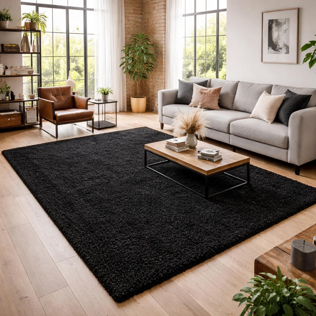 Tapis poils longs shaggy tissé motif uni UNI L — vue 6