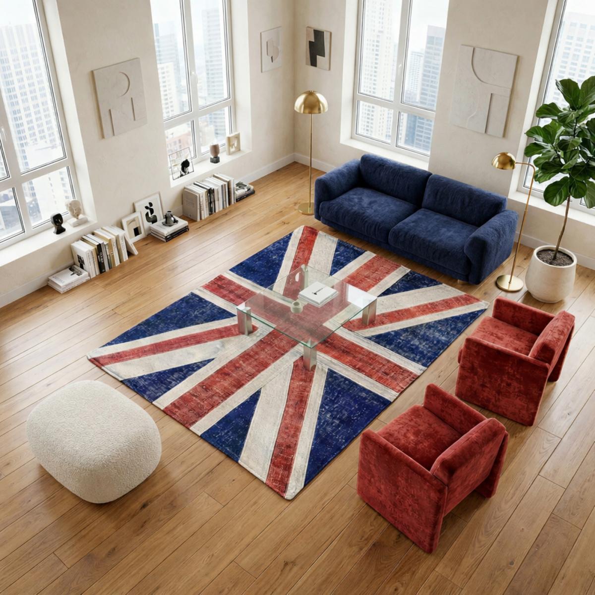 Tapis salon et chambre fait main en laine motif géométrique — vue 3