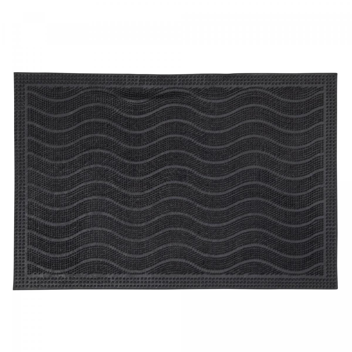 Paillasson géométrique en vagues, kilim tissé naturel, VAGUE P