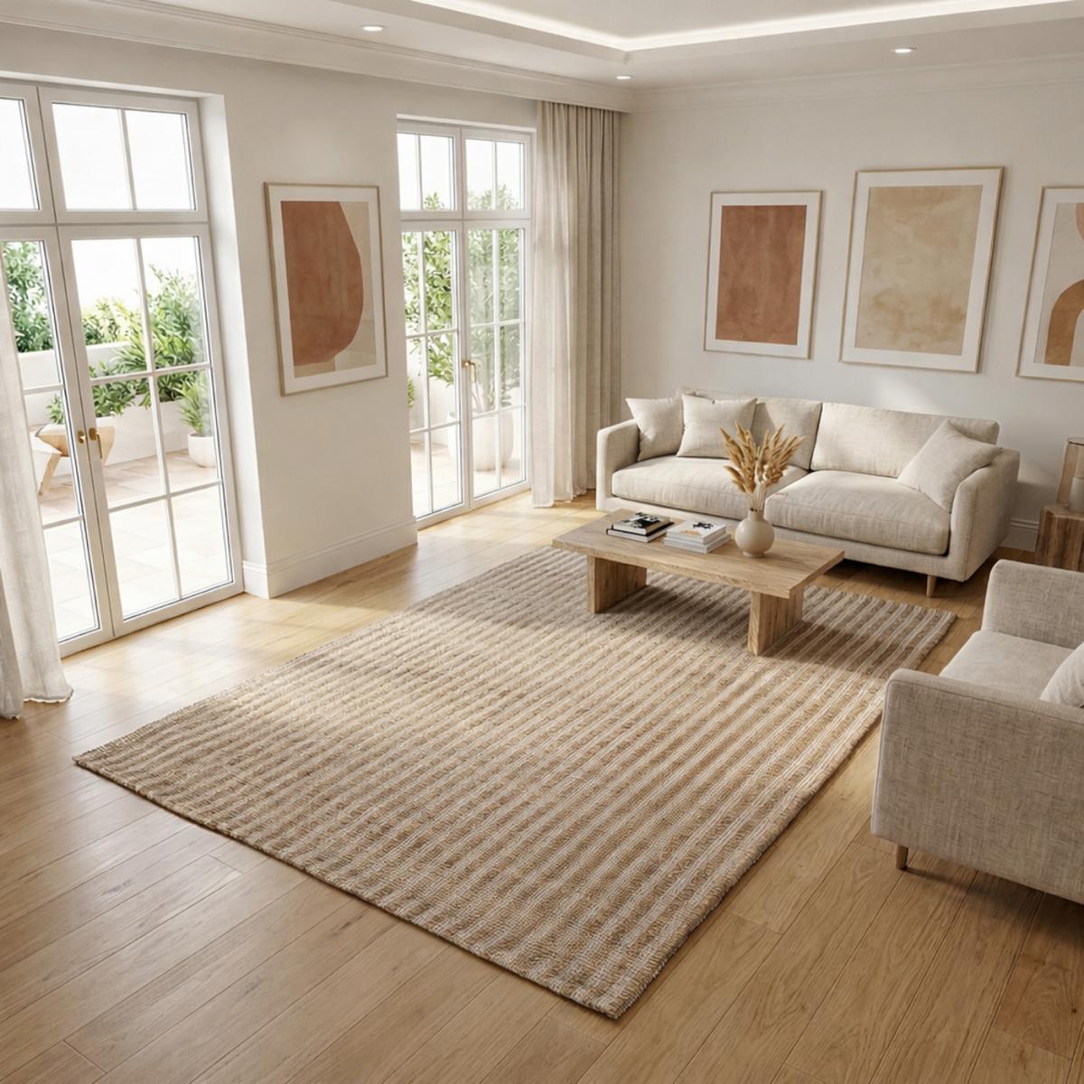 Tapis jute fait main motif faux uni VERTYJUTE — vue 3