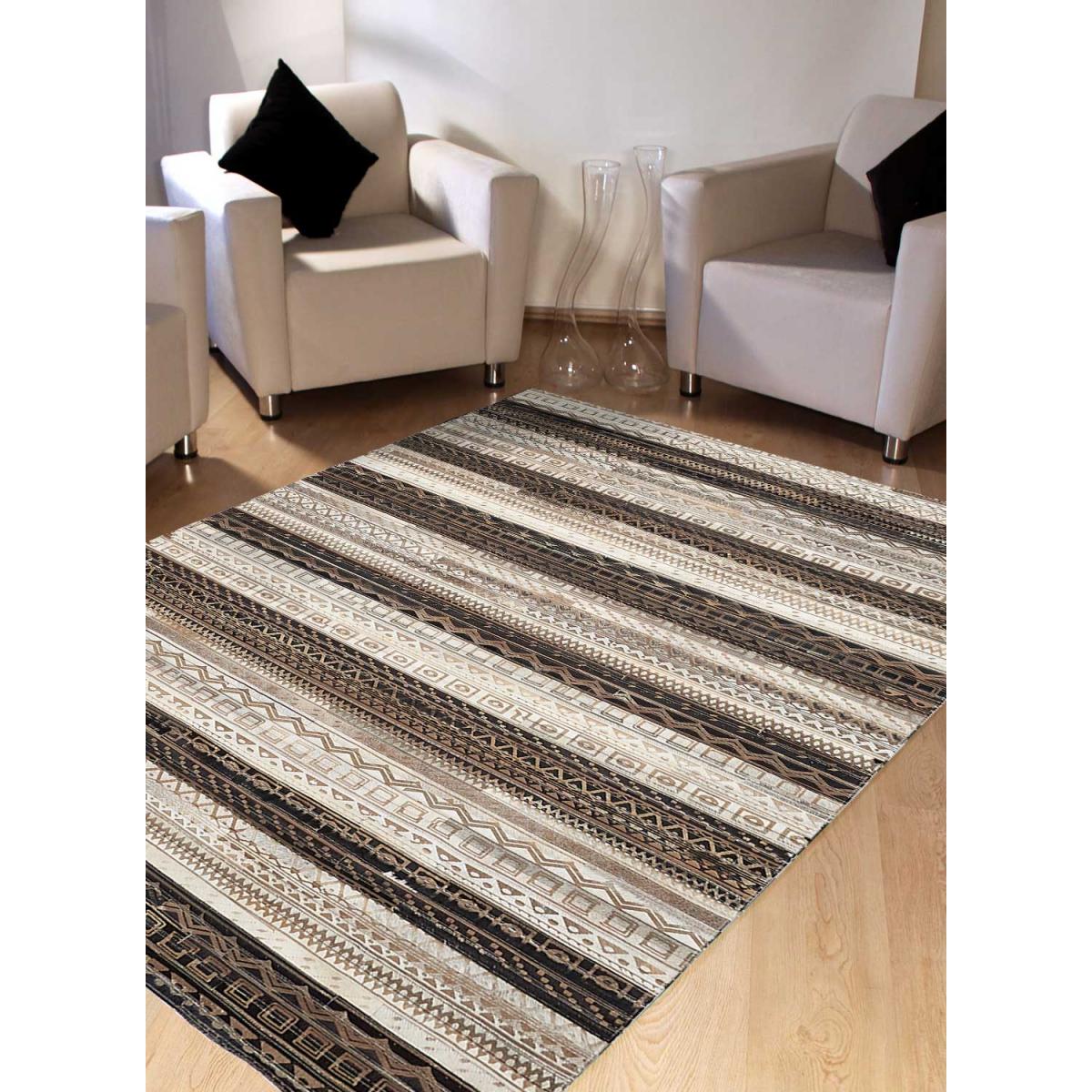 Tapis peau de vache ZAIRA, kilim fait main — vue 6
