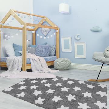 Tapis étoile enfant gris en laine 160x230 cm